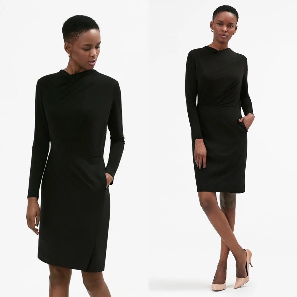 MM LAFLEUR Akiko Dress Black Wool Blend